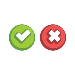 Check mark icons, x or tick approve. vector icon for apps and websites.