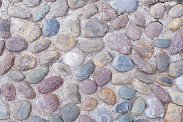 Texture of gray granite pavers. Full frame of Rock pavers on a driveway. Background. Space for text. 