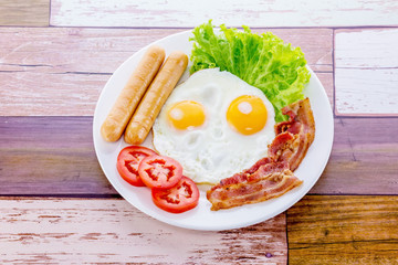 Eggs pan with sausage