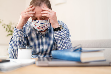 Man received bad results from the laboratory. The coronavirus test was positive. Bad news. Sad...