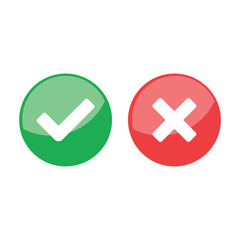 Check mark icons, x or tick approve. vector icon for apps and websites.