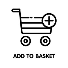 Icon Add to basket outline style icon design  illustration on white background