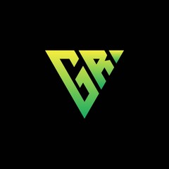 Fototapeta G R Initial triangle logo monogram with triangle shape obraz