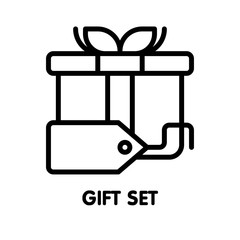 Icon gift set  outline style icon design  illustration on white background