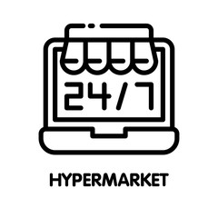Icon Hypermarket shop store outline style icon design  illustration on white background