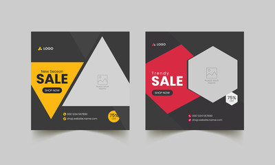 Post Template Social Media Banners for Digital Marketing. Editable Web Banner Fashion Promotion Stories Ads