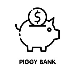 Icon piggy bank save money outline style icon design  illustration on white background