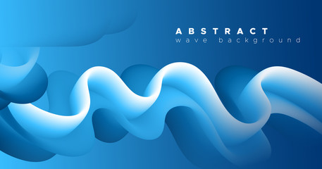 3d Wave Shapes. Fluid Design. Blue Abstract 