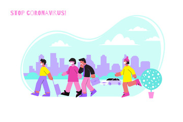 Obraz na płótnie Canvas City Coronavirus Protection Composition