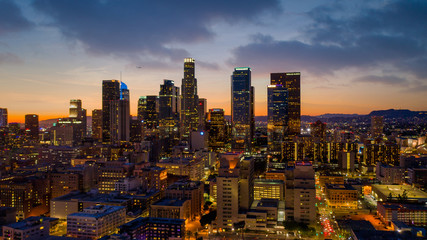 Los Angeles Downtown, Skyscraper view of downtown LA - obrazy, fototapety, plakaty