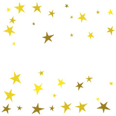 Golden cute hand drawn stars. Abstract vector background with yellow starry.