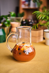 Homemade Sangria Ice Tea, Ice Tea with Fresh Fruits and Orange Juice