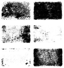 A set of grunge textures. Black and white backgrounds of dirt and dust. Abstract monochrome backdrop