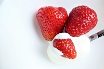 Fresh strawberries in whipped cream