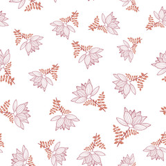 Seamless Floral Vector Pattern with elegant flowers for decoration, print, textile, fabric, stationery, wallpaper