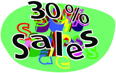 Abstract marketing sign with sales and 30% off deal