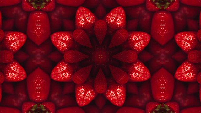 Loopable strawberries Kaleido animation background 4k 60fps