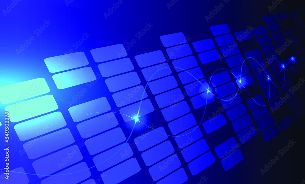 Poster business background with abstract block and connected line in blue technology background. template w