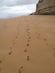 Sandy beach footprints Australia