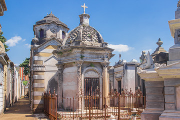 Fototapeta na wymiar La Recoleta Cemetery. Buenos Aires, Argentina - January 28 2019. La Recoleta Cemetery (Spanish: Cementerio de la Recoleta) is a cemetery located in the Recoleta