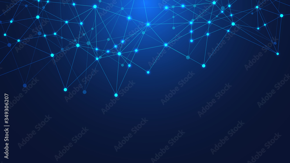 Poster global network connection. abstract technology background with connecting dots and lines. digital te