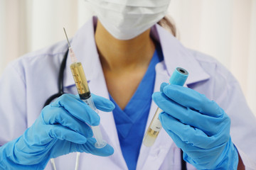 Female doctor working in laboratory for testing on vaccine for pandermic covid19
