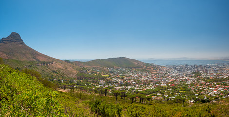 Fototapeta na wymiar South Africa landscape view to Cape Town city with blue sky background