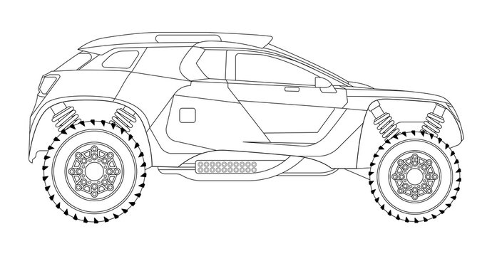 black and white off-road vehicle design clip art preview