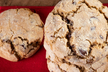 Homemade traditional cookies with chocolate. 