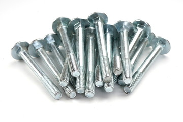 Metal bolts, iron bolts, wood bolts, isolated on a white backgro