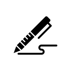 Pen, write icon in black flat design on white background, Signature pen outline and filled vector sign,Symbol, logo illustration