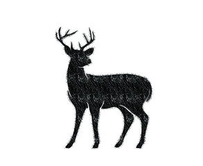 A vector illustration Logo sign of deer silhouette with grunge texture in black color