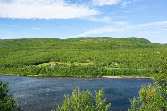 View to Tenojoki river and Norway side, Utsjoki, Finland