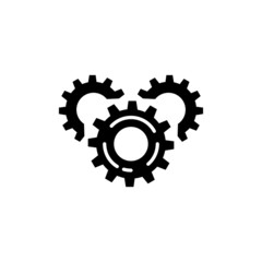 Gear settings icon in black flat design on white background, linear style sign for mobile concept and web design, Cogwheel, preferences outline vector icon, Symbol, logo illustration