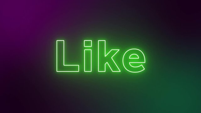 Abstract Like neon sign banner background for promo video. concept of Social Media
