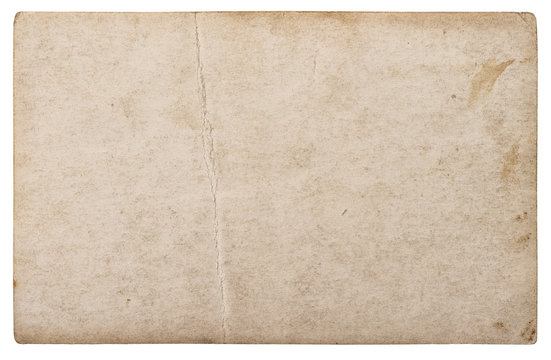 Used paper sheet isolated white background Old cardboard texture