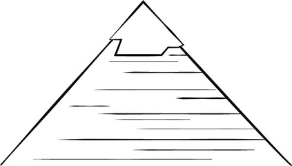 Vector illustration of a pyramid in Egypt. Black and white image of the Egyptian pyramid. Sketch.