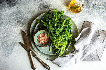 healthy food concept with arugula herb