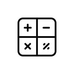 Calculator icon template in line art style on white background, Calculator symbol vector sign isolated on white background illustration for graphic and web design