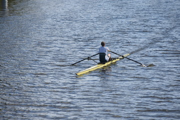 man in canoe