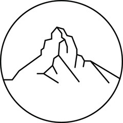 Vector illustration of mountain Matterhorn. Line art mountains
