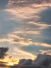Sky clouds sunset effect background.