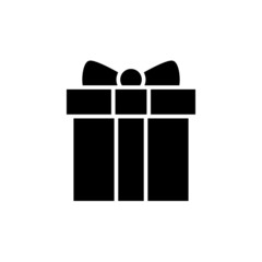 Gift box sign icon isolated in black flat design on white background, Vector illustration, Eps 10