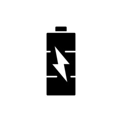 Battery icon isolated in black flat design on white background, Vector illustration Eps 10