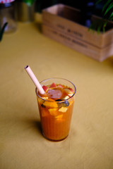 Homemade Sangria Ice Tea, Ice Tea with Fresh Fruits and Orange Juice