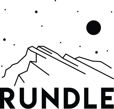 Rundle. Vector black and white illustration of mountains. Print design. Canada