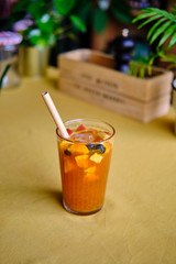 Homemade Sangria Ice Tea, Ice Tea with Fresh Fruits and Orange Juice