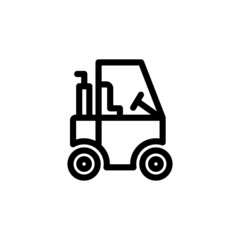 Construction truck vector icon in line art style on white background, filled flat sign for mobile concept and web design, Industrial vehicle icon, Construction machine symbol, logo illustration