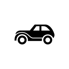 Vintage car line icon in black flat design on white background, Old vehicle sign for mobile concept and web design, Classic retro auto vector icon, Symbol, logo illustration, Vector graphics