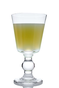 Alcolhol drink jade green absinthe in a glass